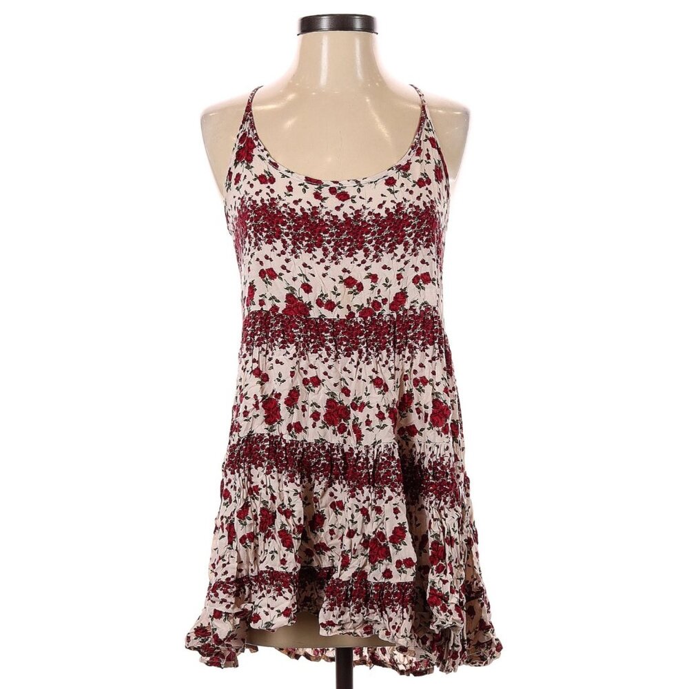 Y2K RARE Brandy Melville Floral Burgundy Cream Mini Slip Dress | Boho Coquette - Picture 5 of 11